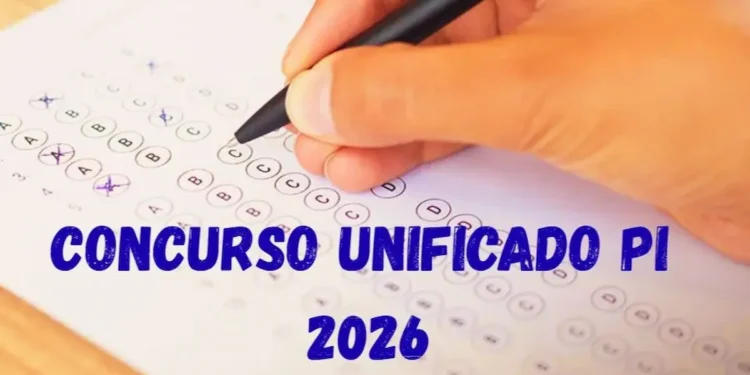 Imagem de prova de concurso com a inscrição 'Concurso Unificado PI 2026', representando o anúncio de concurso no Piauí.