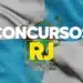Bandeira do estado do Rio de Janeiro com texto sobre concursos públicos RJ em destaque
