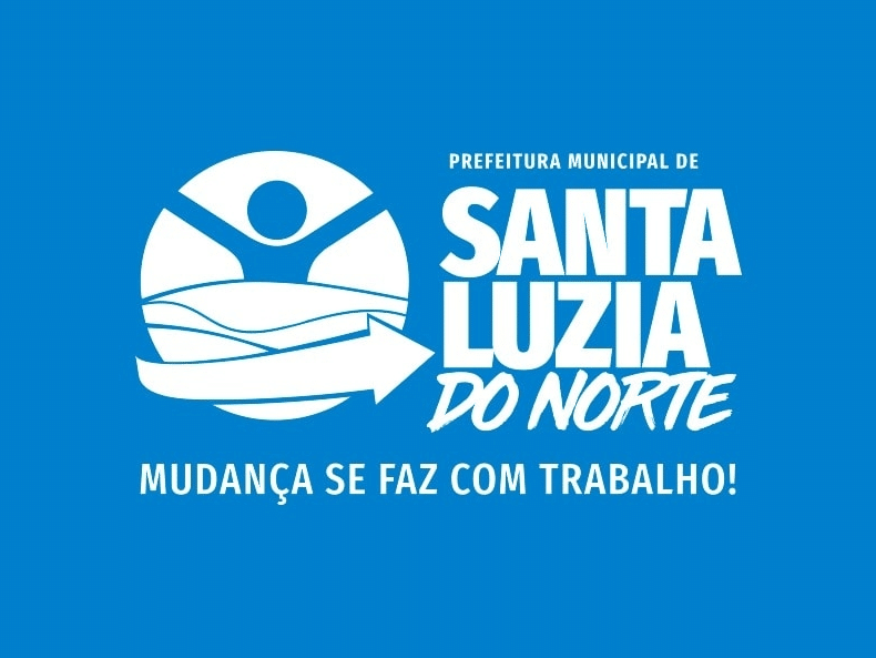 Logotipo da Prefeitura Municipal de Santa Luzia do Norte com o slogan “Mudança se faz com trabalho”.