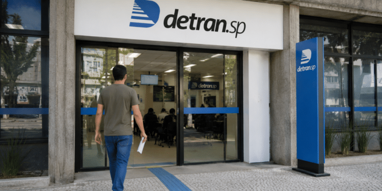 Candidato entra em uma unidade do Detran-SP, representando o novo concurso com 145 vagas.