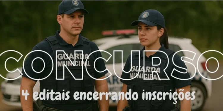 Agentes da Guarda Municipal durante operação, ilustrando concursos que encerram inscrições.