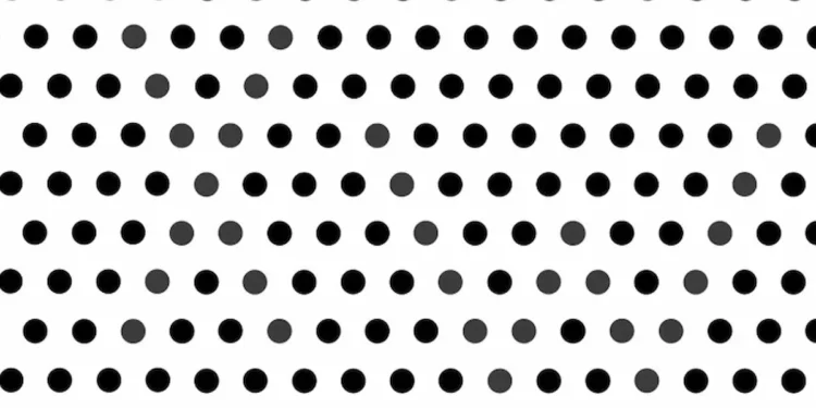 Desafio visual com círculos pretos e cinzas, solicitando identificar as letras 'X' e 'W' em 15 segundos.