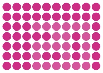 Desafio visual de percepção com diversos círculos rosa onde o objetivo é encontrar o número 20.