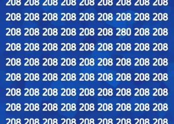 Desafio visual: encontre o número diferente entre várias ocorrências do número 208.