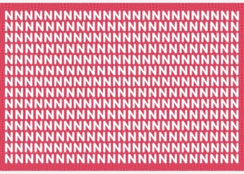 Desafio visual com letras brancas "N" repetidas em padrão sobre fundo rosa.