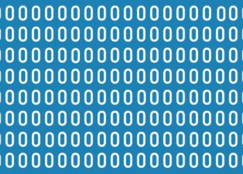 Desafio visual com zeros em fundo azul, apresentando vários zeros diferentes espalhados para serem encontrados.