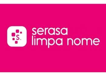 Logotipo da Serasa Limpa Nome em fundo magenta, representando a campanha para negociação de dívidas e recuperação de crédito dos consumidores brasileiros.