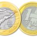 Imagem clara da frente e do verso da moeda de 1 Real da Natação (Rio 2016), com o atleta em mergulho e a data 2014, usada para discutir seu valor no mercado numismático.
