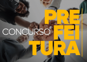 Pessoas unindo as mãos em gesto de equipe com a palavra “Concurso Prefeitura” em destaque.