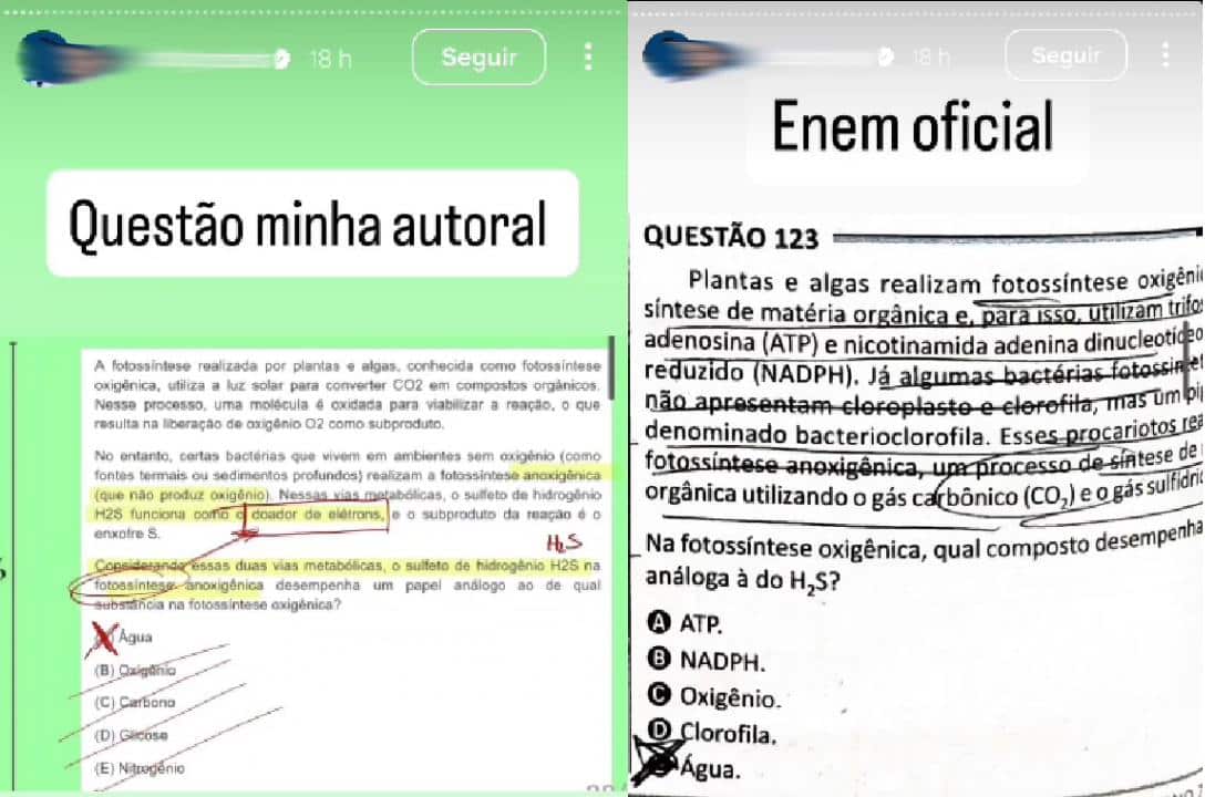 Comparativo entre a questão elaborada pelo médico Edcley e a questão oficial do Enem 2025.
