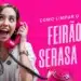 Mulher feliz falando ao telefone, com fundo rosa, promovendo o Feirão da Serasa 2025.