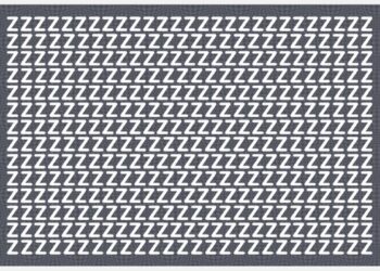 Teste de QI com várias letras Z brancas em fundo cinza, destaque para o 2 escondido entre elas