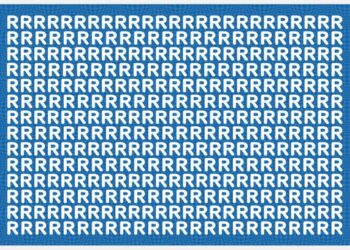 Teste visual com várias letras R brancas e uma única letra K branca entre elas