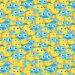 Teste visual com um padrão repetitivo com muitas águas-vivas amarelas e azuis com olhos grandes e expressivos em fundo claro