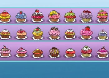 Teste visual com bolinhos desenhados com coberturas variadas