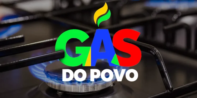 Imagem promocional do programa Gás do Povo 2026, destacando o logo e o fogo aceso em um fogão a gás.