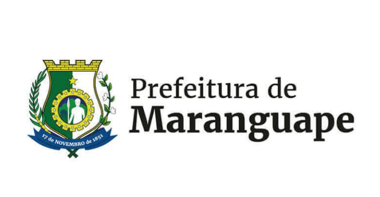 Logotipo da Prefeitura de Maranguape com brasão oficial ao lado do nome do município.