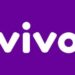 Logotipo branco da empresa Vivo sobre fundo roxo vibrante