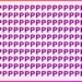 Desafio visual com várias letras P em roxo e uma letra R escondida no meio sobre fundo rosa