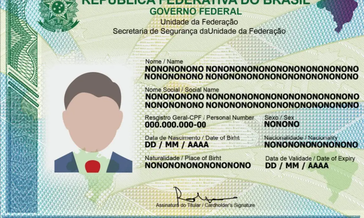 Imagem do Modelo de Nova Carteira de Identidade Nacional Modelo de nova Carteira de Identidade Nacional do Brasil
