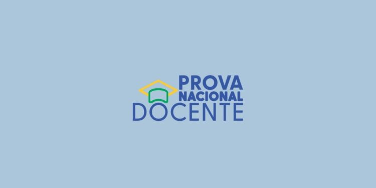 Logotipo oficial da Prova Nacional Docente exibido sobre fundo azul claro.