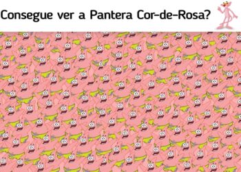 Teste visual com vários Patrick Estrela em tom de rosa e uma pantera cor-de-rosa escondida no meio