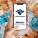 Smartphone exibindo logo da Receita Federal e texto Imposto de Renda cercado por notas de 50 e 100 reais.
