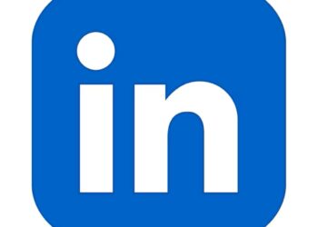 Ícone do LinkedIn com letras brancas "in" dentro de um quadrado azul com cantos arredondados