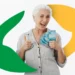 Mulher sorridente segurando notas de 100 reais, comemorando a notícia sobre o pagamento das aposentadorias do INSS em 2026.