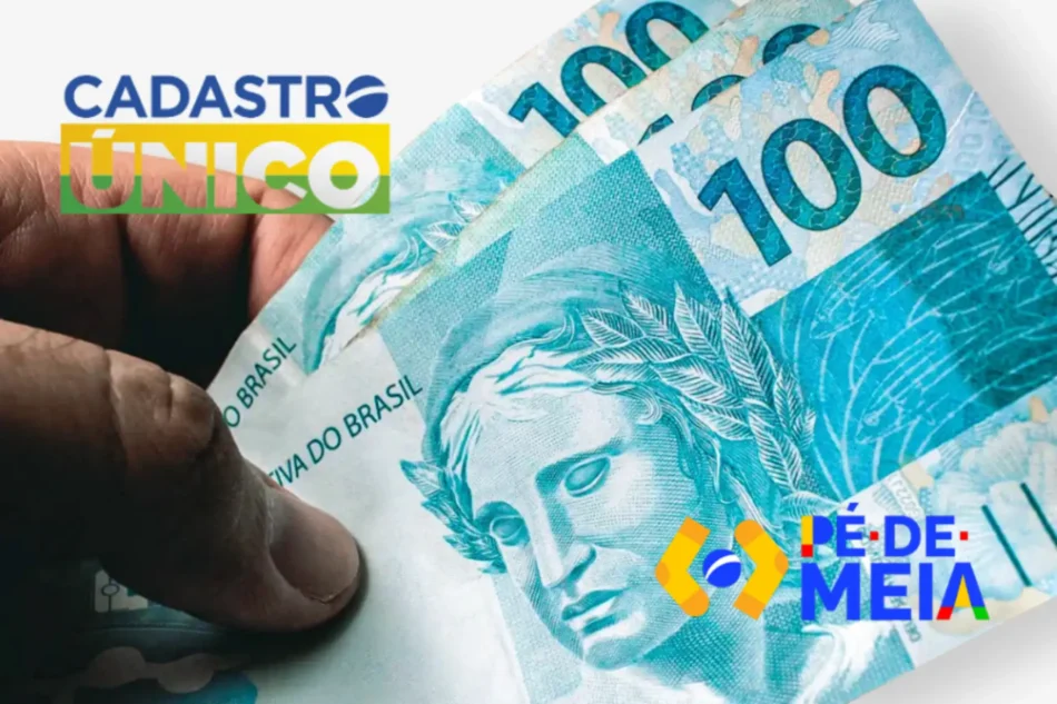 CadÚnico atualizado garante acesso ao benefício Pé-de-Meia Cédulas de dinheiro simbolizando o benefício Pé-de-Meia vinculado à atualização do CadÚnico