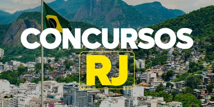 Vista aérea do Rio de Janeiro com destaque para concursos RJ em 2026