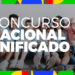 Grupo de jovens candidatos sentados e sorrindo com o texto Concurso Nacional Unificado em destaque