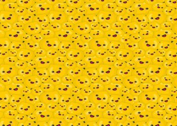 Desafio visual com vários limões amarelos sorridentes em fundo amarelo