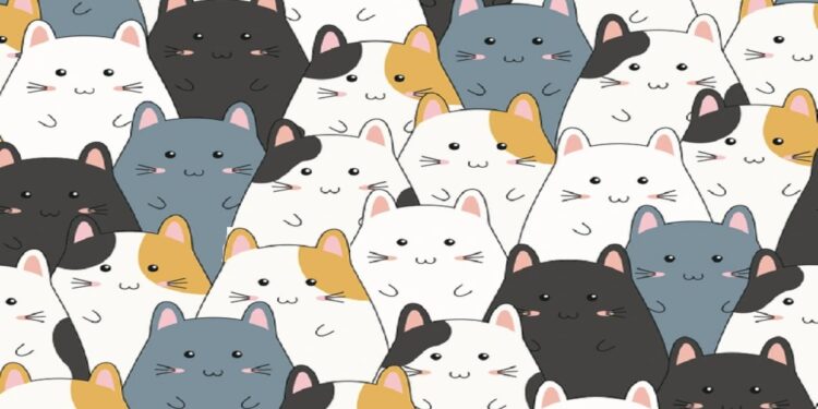 Desafio visual com ilustrações de hamsters em tons branco, preto, cinza e caramelo, com traços simples e expressões simpáticas