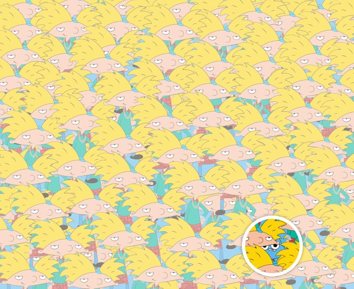 Onde está o Gumball entre tantos Arnolds? Desafio visual com vários personagens Arnold e Gumball escondido entre eles.