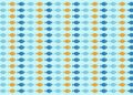 Desafio visual com desenho repetitivo de peixes nas cores azul, azul-escuro e laranja em fundo branco.