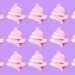 Desafio visual com uma ilustração de diversos sorvetes cor-de-rosa organizados em padrão sobre um fundo lilás.