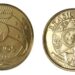 Visão frontal e traseira de uma moeda de 25 centavos de 2008 dourada. O lado esquerdo mostra o numeral "25" e o ano "2008". O lado direito apresenta a efígie de Manuel Deodoro da Fonseca e a palavra "BRASIL" no topo.