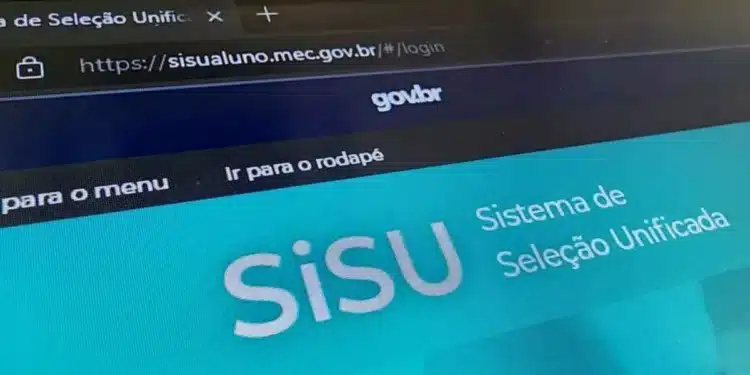 Página de login do Sisu 2026, mostrando o site oficial com o logo do Sistema de Seleção Unificada.