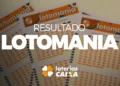 Cartelas de aposta da Lotomania com logo das Loterias Caixa em destaque