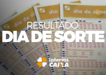 Volantes da loteria Dia de Sorte com o texto Resultado Dia de Sorte Loterias Caixa em destaque