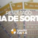 Volantes da loteria Dia de Sorte com o texto Resultado Dia de Sorte Loterias Caixa em destaque