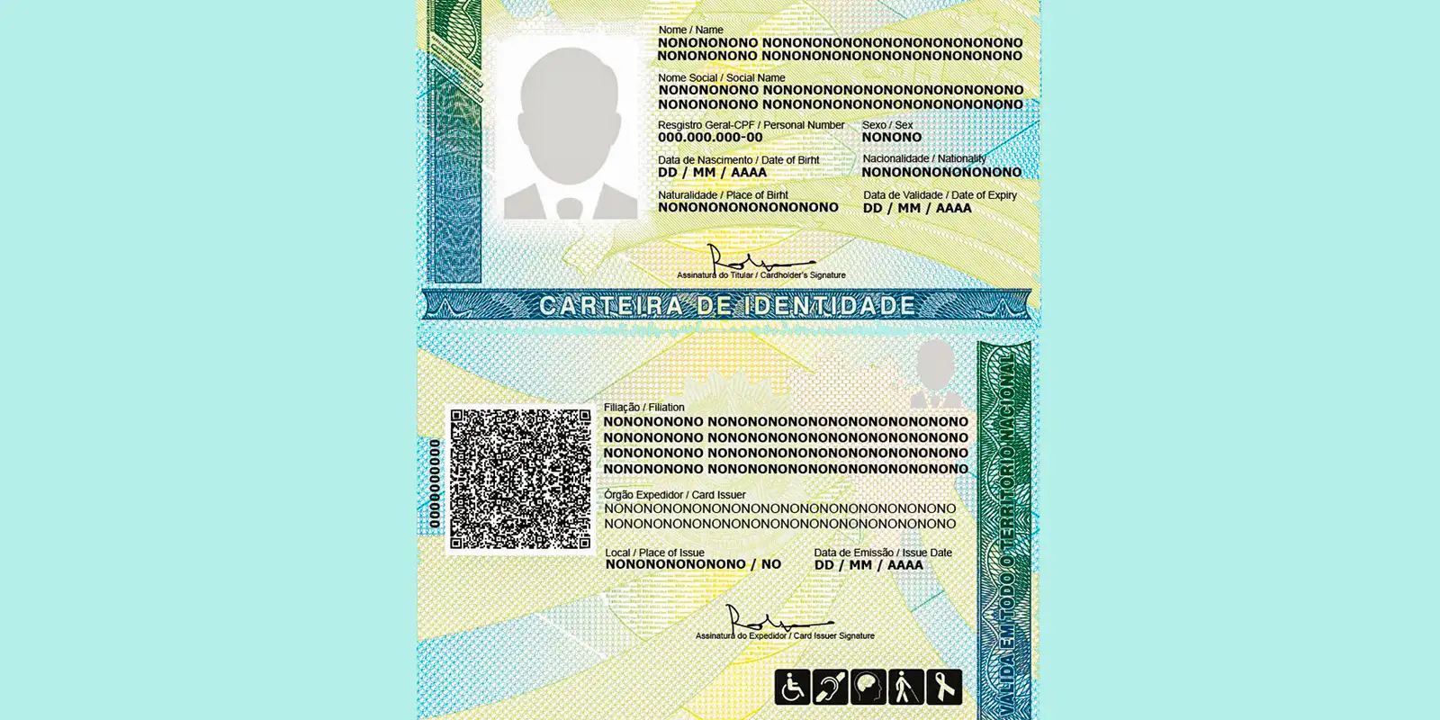 Exemplo de RG - Documento para Matrícula Universitária Exemplo de RG brasileiro (Carteira de Identidade), documento geralmente exigido para matrícula em universidades.