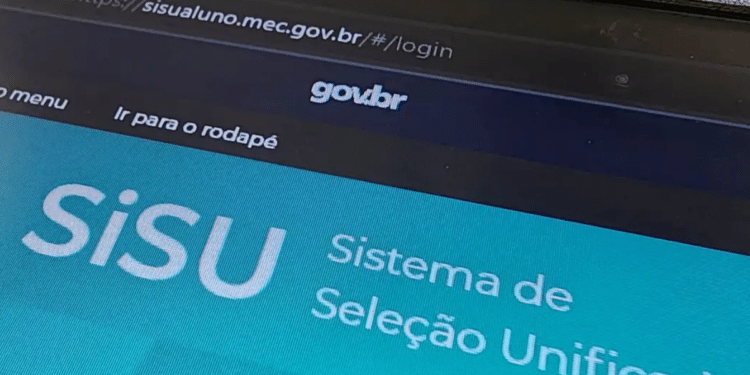 Tela de login do Sistema de Seleção Unificada SisU no site oficial do MEC