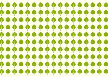 Teste visual com várias folhas verdes desenhadas em padrão repetitivo, exceto uma folha que é diferente