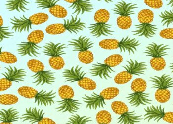 Teste visual com uma ilustração de padrão repetitivo repleta de abacaxis.