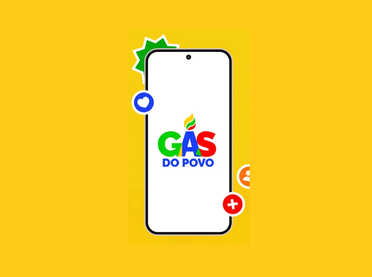Gás do Povo – Consulta do benefício via app em fevereiro Celular exibindo consulta do benefício Gás do Povo pelo aplicativo oficial para verificar liberação do botijão