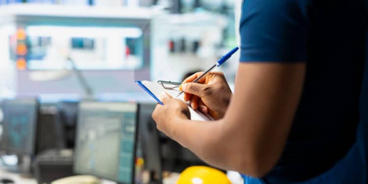 Técnico fazendo anotações em ambiente industrial representando cursos gratuitos do Senai com mais de 600 vagas