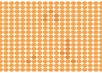 Desafio visual com diversos círculos laranja organizados onde uma estrela sutil está escondida