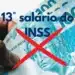 Pessoa segurando notas de dinheiro COM destaque para aviso sobre segurados do INSS que não receberão o décimo terceiro salário em 2026